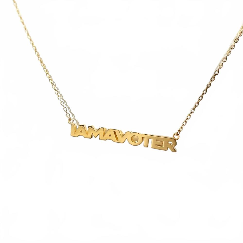 NEW THATCH women's i am a voter necklace in gold
